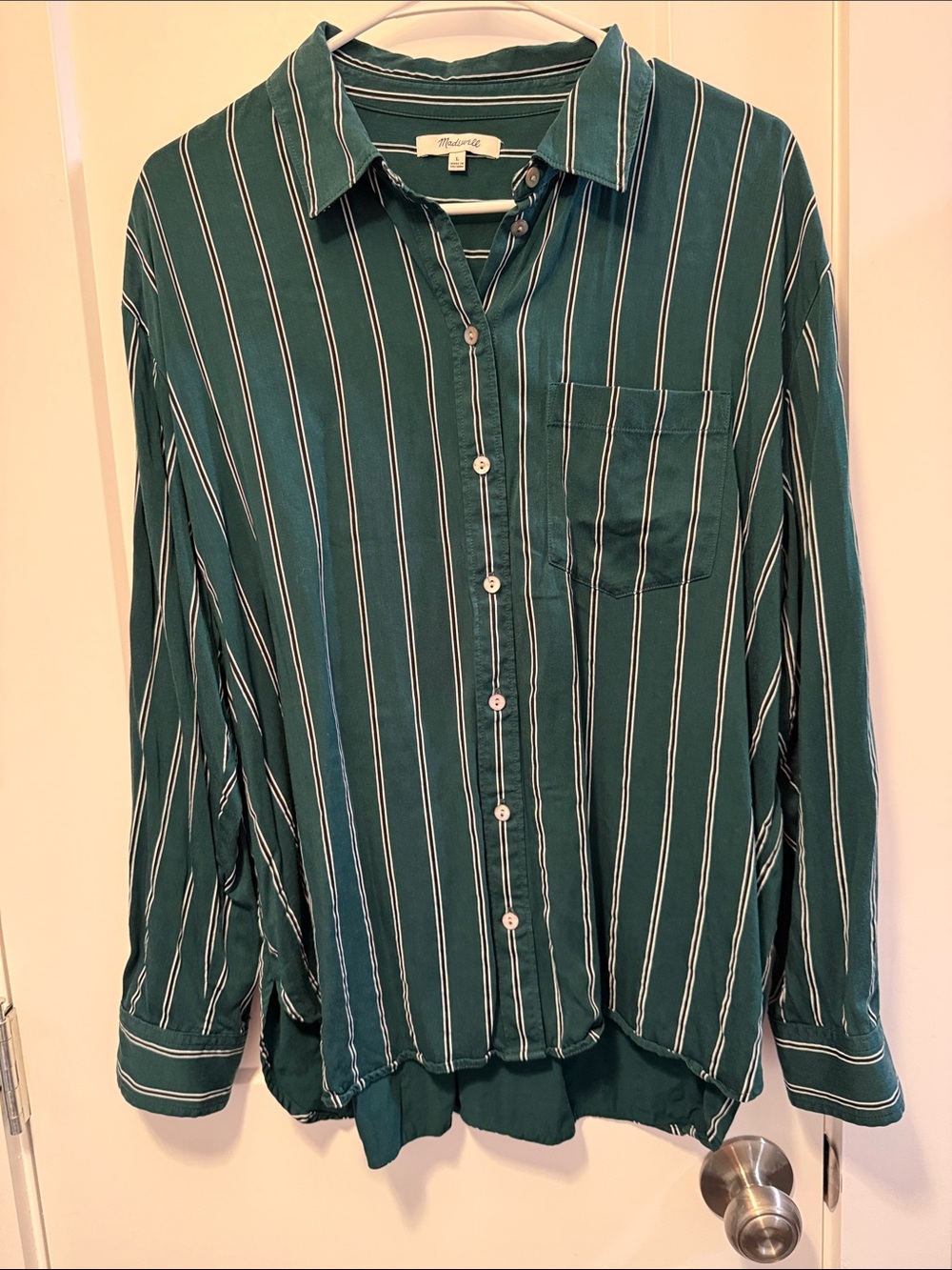 Madewell Women's Satin Oversized Boy Shirt Size L